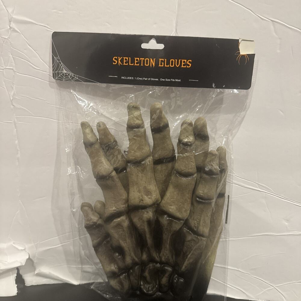 Skeleton Gloves Halloween Costume Prop One Size Fits Most New